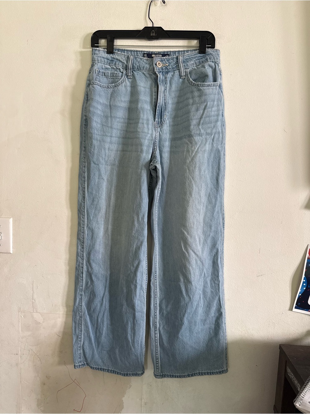 Hollister Womens Ultra High Rise Baggy Wide Leg Jeans, Stretch, Size 6S
